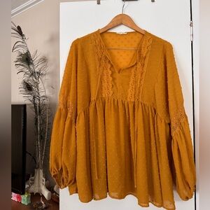 Easel Golden Yellow Textured Blouse